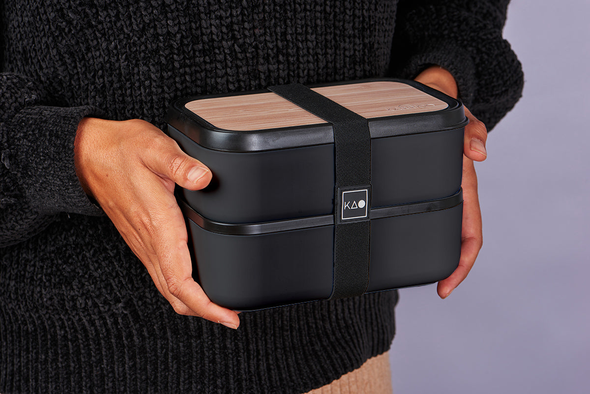 KARRICO Leakproof XL Premium Bento Box Adult Lunch Box | 68 oz Large Size Bento Lunch Box | Adult Bento Box | BPA Free Microwave Safe (Black)